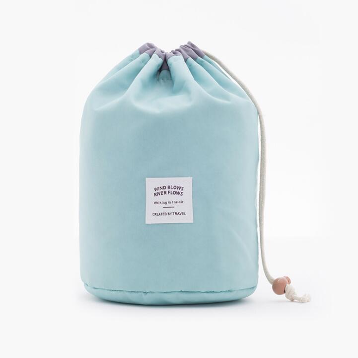Large Capacity Nylon Lazy Drawstring Storage Bag Toiletry Cylinder Wash Bag Travel Organizer