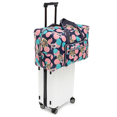 Foldable Travel Bag Women Large Capacity Portable Shoulder Duffle Bag Cartoon Printing Waterproof Weekend Luggage Tote