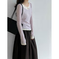 Wool Faux Two-Piece Long Sleeve Basic Top for Women...