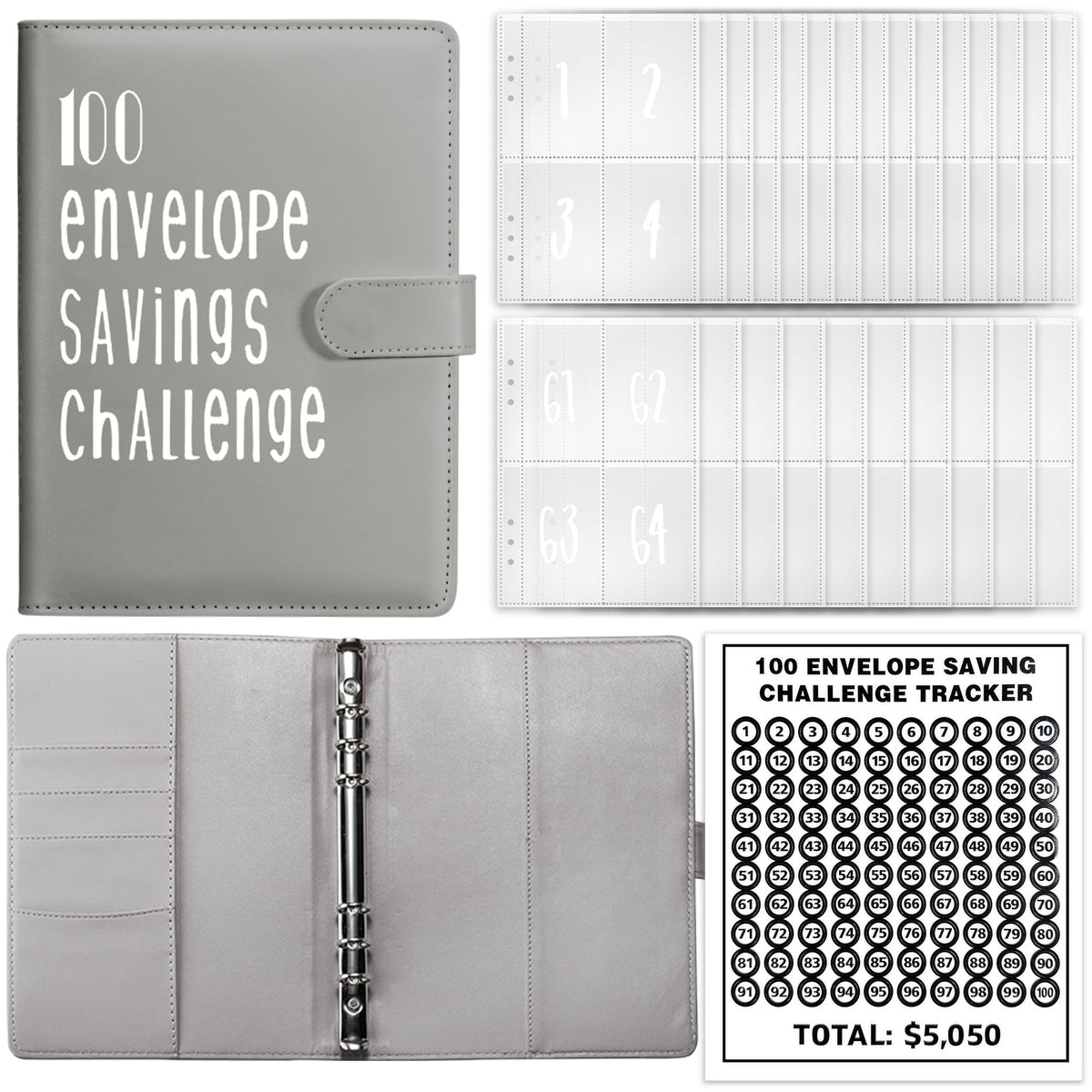 100 Day Challenge Loose leaf Notebook Couple's Savings Notebook Money Saving Envelope Budget Savings Notebook Notepad