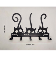 Vintage Black Metal Wall Coat Rack W Hooks - Key Holder & Entryway Organizer