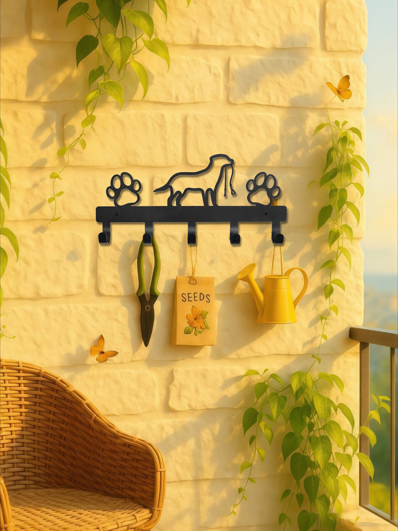 Modern Metal Wall-Mounted Key Holder,5-Hook Decorative Rack, Entryway Organizer