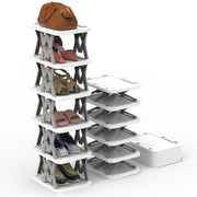 6 Tier Foldable Shoe Rack Vertical Shoe Organizer Narrow Shoe Rack For Small Spaces Space Saving Free Standing For Corner Entryway Hallway Bedroom 2 Color Options