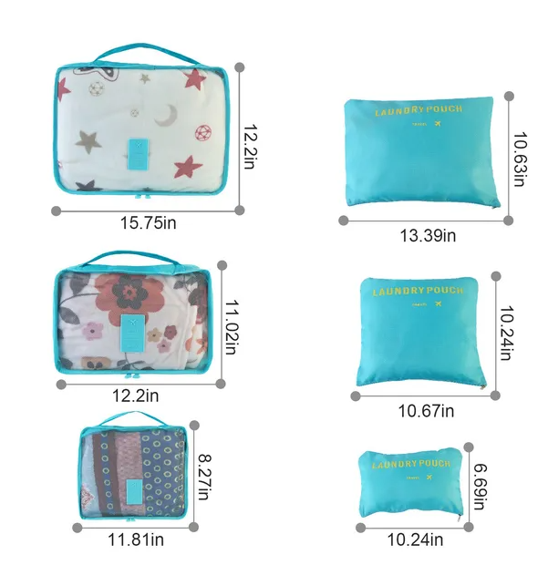9Pcs Clothes Storage Bags Water-Resistant Travel Luggage Organizer Clothing Packing