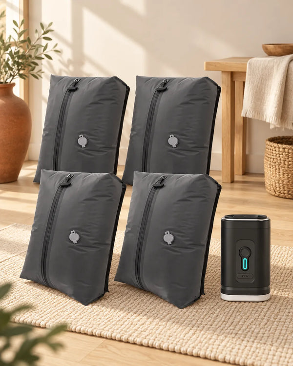Travel essentials: Vacuum bags, luggage, clothes boxes, packing bags, accessories, compression cubes
