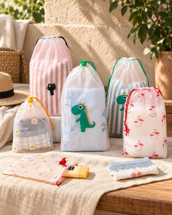 Drawstring Pocket Travel Packing Shoes Storage Drawstring Face Towel Bag Plastic PE Scrub Cute Packaging Bag