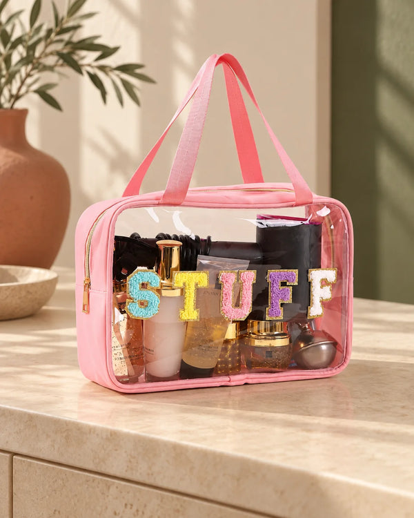 Clear Waterproof Makeup Bag, Portable Cosmetic Storage Bag, Zipper Toiletry Bag for Travel, Makeup Organizer for Home