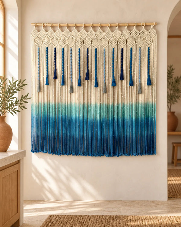 Hand-woven curtain tapestry door curtain partition tassel curtain dyeing shading curtain decoration