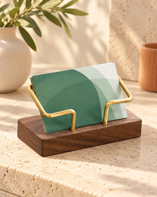 Wooden Brass Card Holder Metal Card Holder