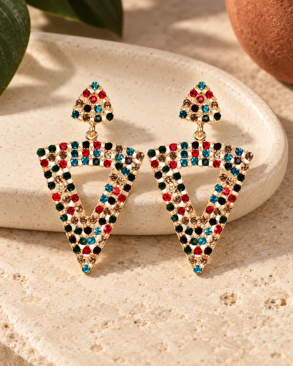 Fashion Rhinestone Earrings Triangle Earrings Rhinestone Earrings