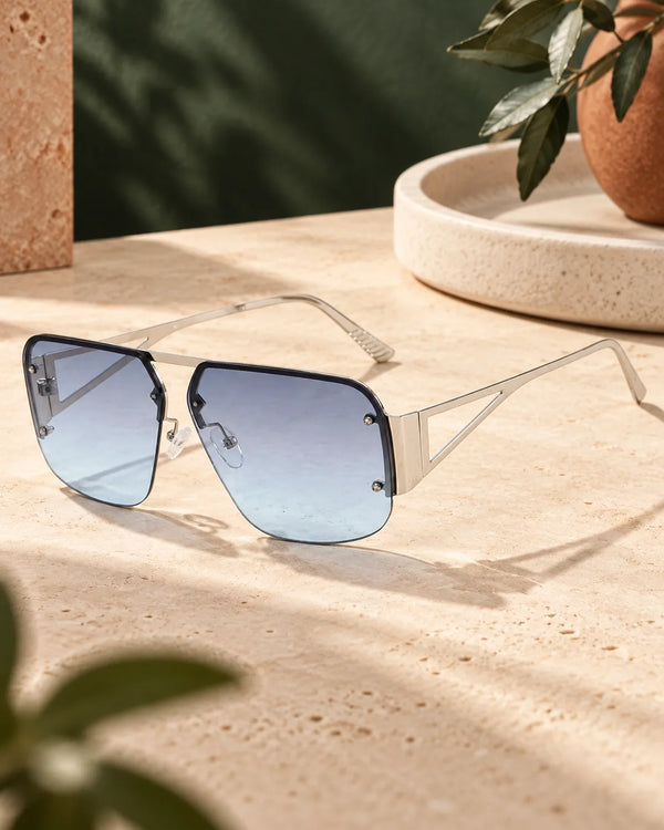 Square sunglasses, sunglasses half frame versatile sunglasses