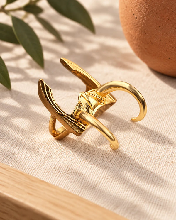 Simple Design Rocky Ring Jewelry Irregular Gold Fang Ring Finger Ring Jewelry