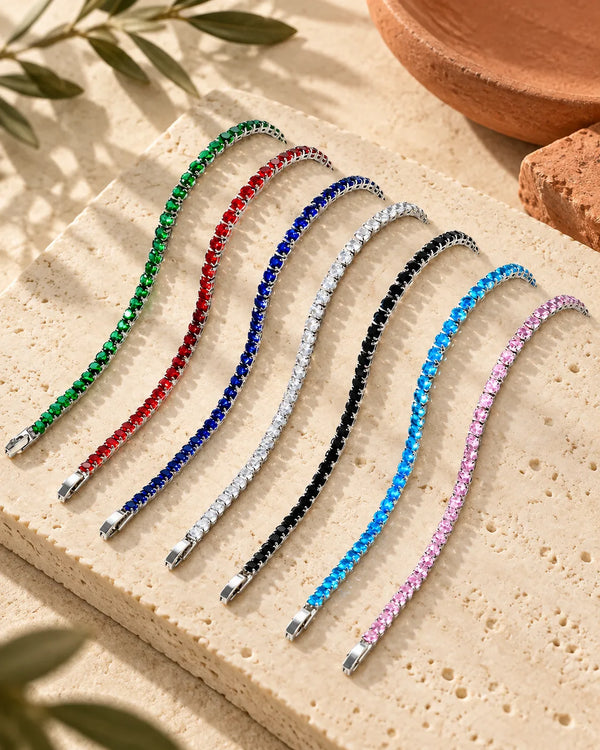 Hip Hop Tennis Zircon Chain Bracelet for Men and Women, Simple Fashion Jewelry