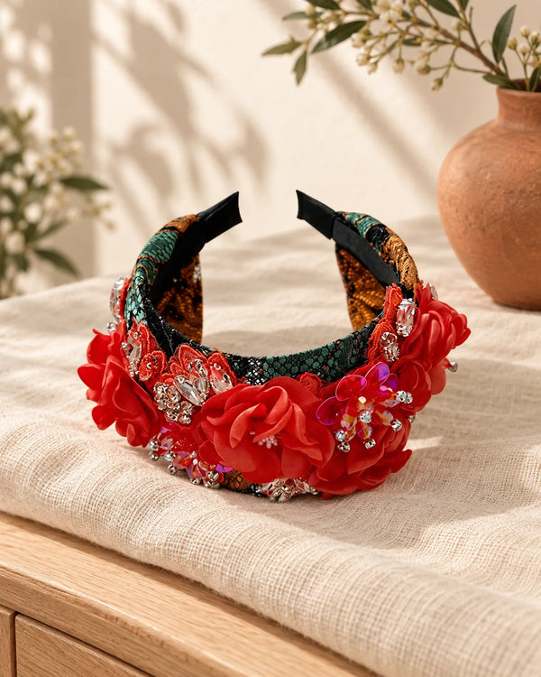 Handmade fabric flower headband and water diamond headband