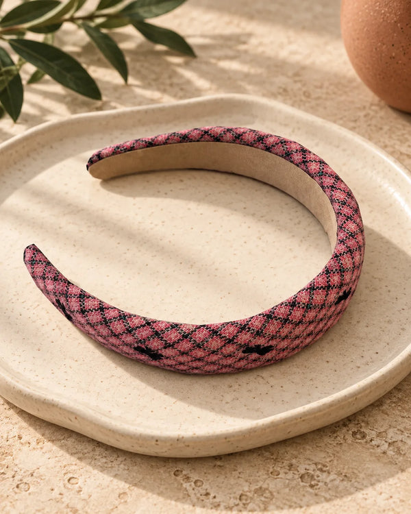 Plaid Bow Wide Headband