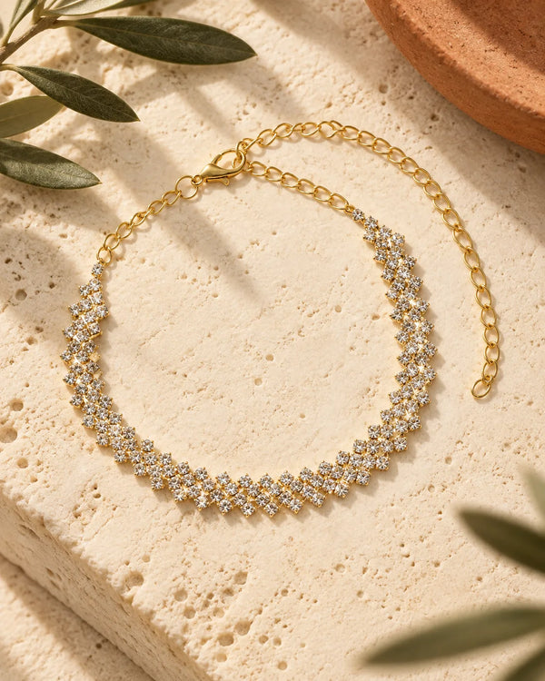 Irregular diamond rhinestone anklet