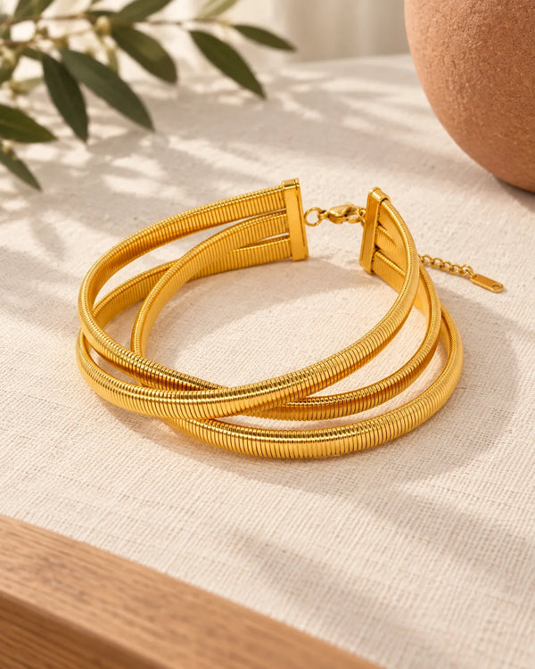 Niche high-end multi-layer choker choker stainless steel elastic snake ring short Korean commuter temperament choker for women