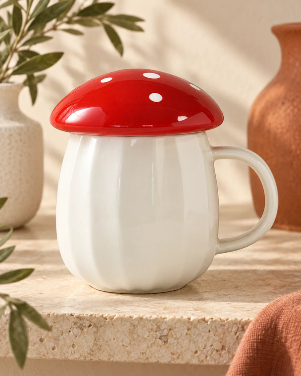 Creative Mushroom Mug  With Lid Coffee Mug Drinking Water Ceramic Mug