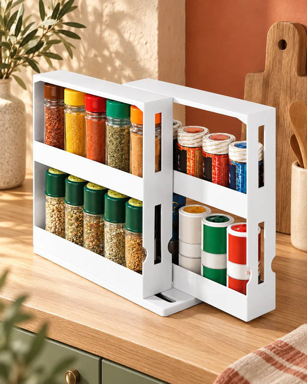Kitchen Spice Organizer Rack Multi-Function Rotating Storage Shelf Slide Kitchen Cabinet Cupboard Organizer Kitchen Storage Rack