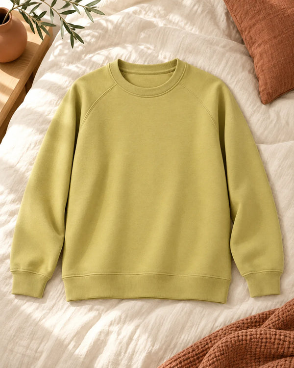 Solid color round neck pullover hoodie