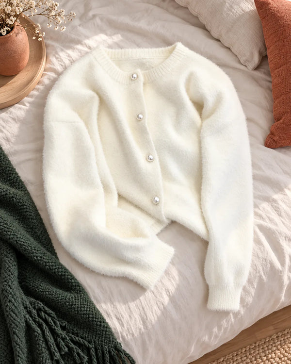Faux Mink Knit Cardigan for Women, Loose Fit, Soft and Cozy Sweater Coat
