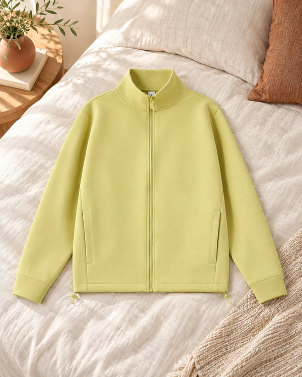 Zipper stand up collar cardigan jacket