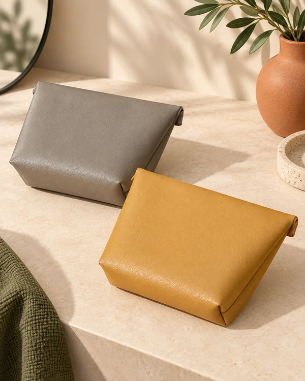 New PVC Leather Waterproof Finishing Bag Velcro Toiletry Storage Bag Travel Large Capacity Lazy Cosmetic Bag