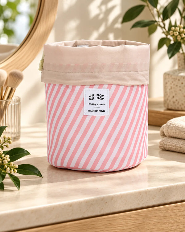 Round women makeup bag travel make up organizer Cosmetic bag female storage toiletry kit case