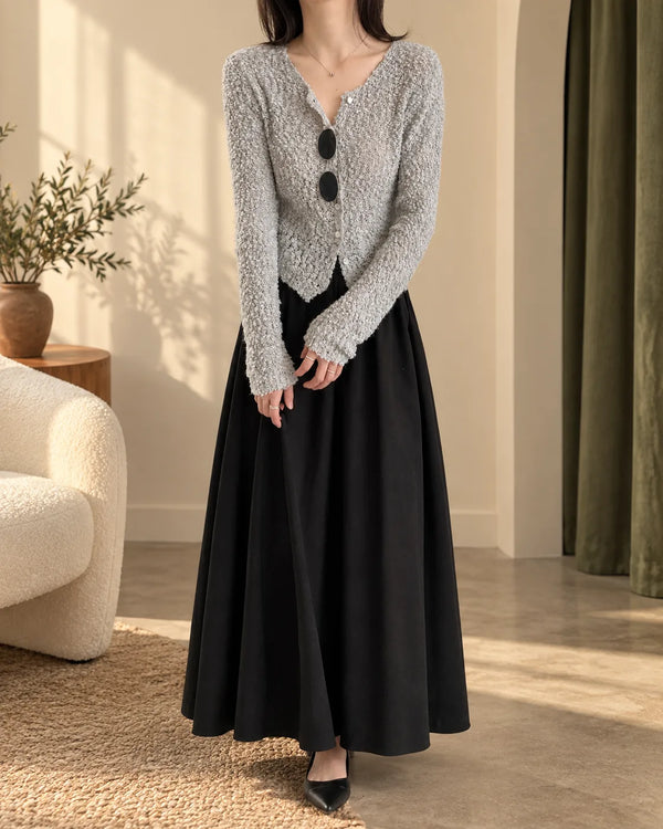 Deer West Circle Knit Wool Cardigan for Women Autumn New Hollow-Out Slimming Top