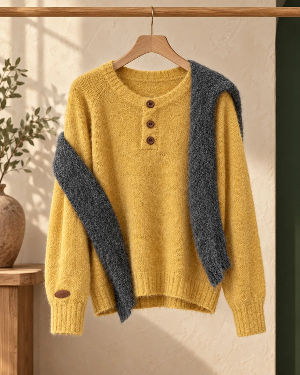 Solid color loose and lazy style soft and sticky knitted sweater