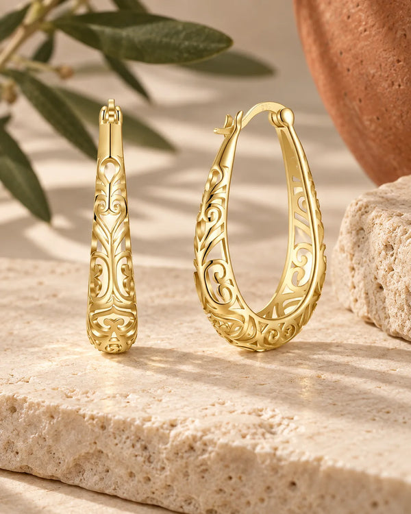 S925 Earring Antique Hollow out Sterling Silver Earring Jewelry