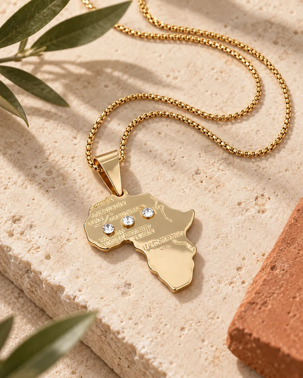 Map Pendant Necklace African Maps Hiphop Necklace