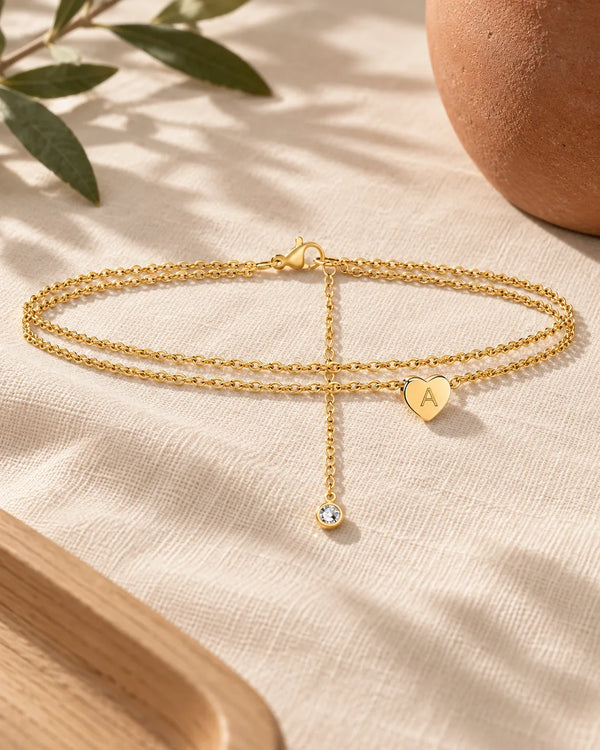26 letters fashionable women's heart shaped anklet anklet