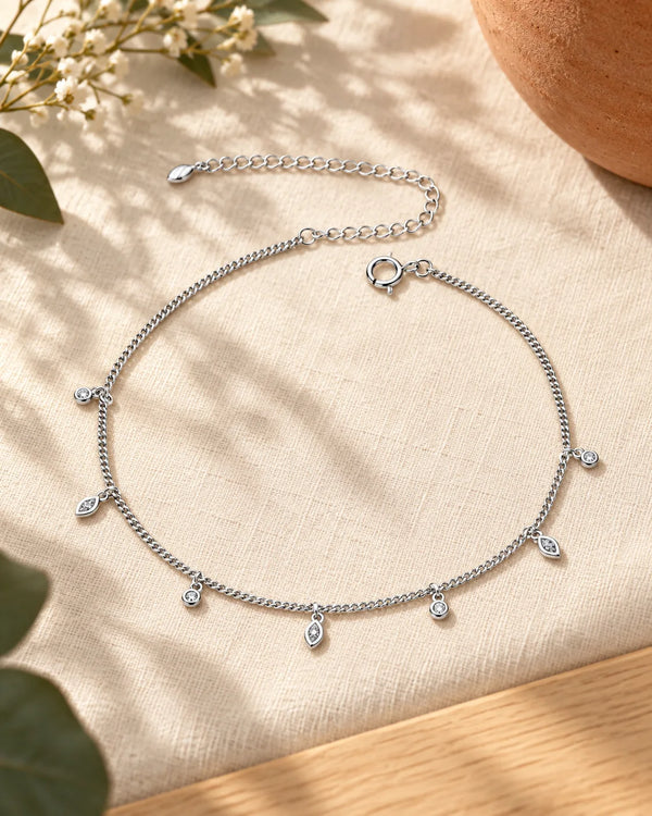Tassel anklet pure silver S925 girls' jewelry anklet