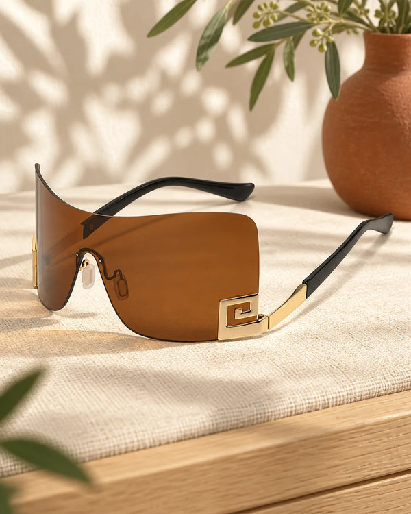 Large frame integrated sunglasses and sunglasses