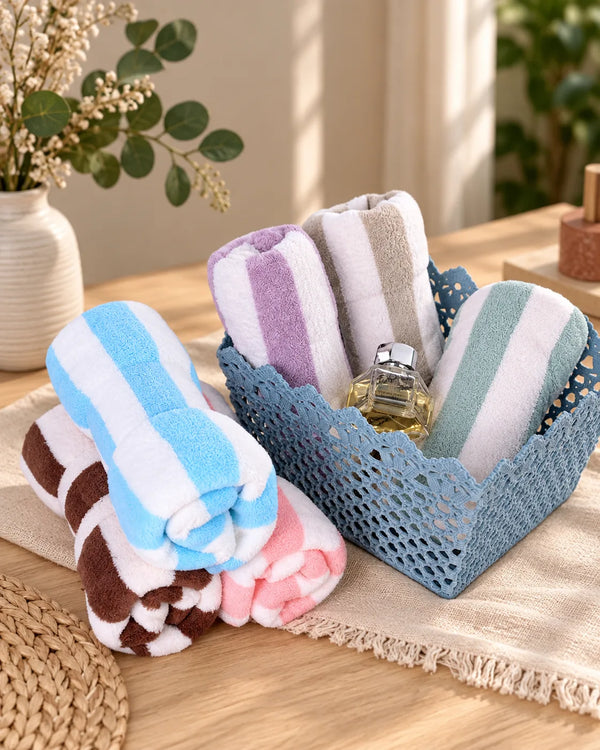 Coral Fleece Towel Thickened Absorbent Striped Edge Towel