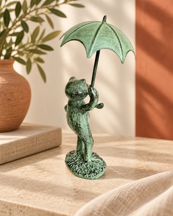 Frog Ornament Resin with Umbrella