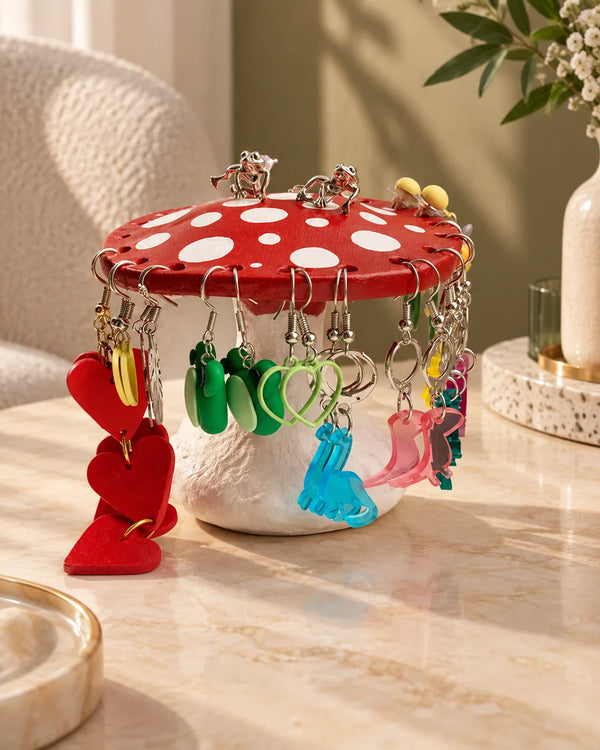 Mushroom earring rack desktop decoration with resin decoration