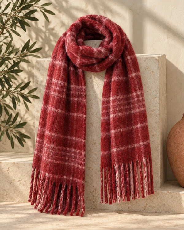 Fringe Plaid Thermal Scarf