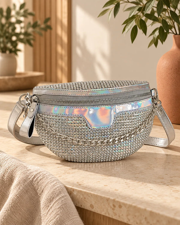 Women Fanny Pack Diamond Waist Belt Bag Luxury Designer Shoulder Bags For Women Fashion Handbag Chain Chest Pack Crossbody Bags