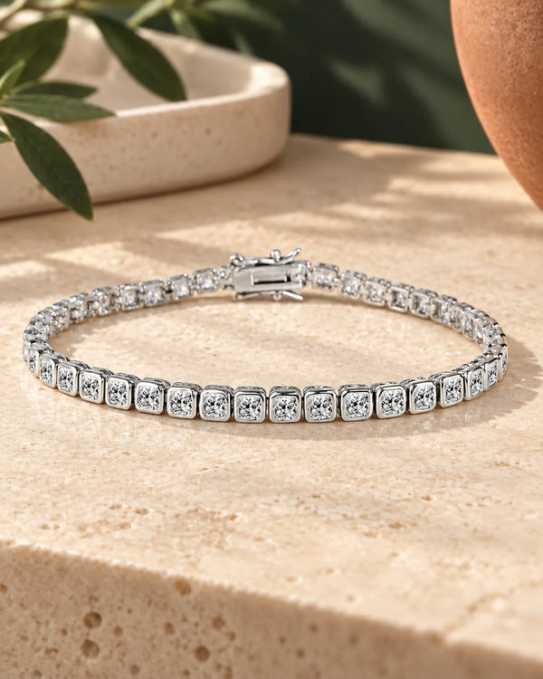 New 3mm Square Zircon Bracelet for Men and Women, Elegant Jewelry with Full Diamond Ice Sugar Design