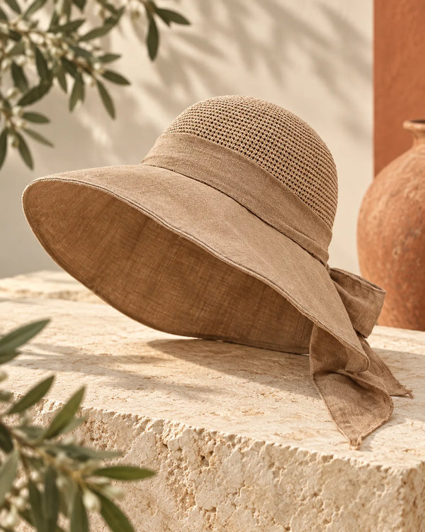 Knitted Stitching Large Brimmed Sun Hat Women's Outdoor Sun Protection Sun Hat Wild Bow Beach Hat