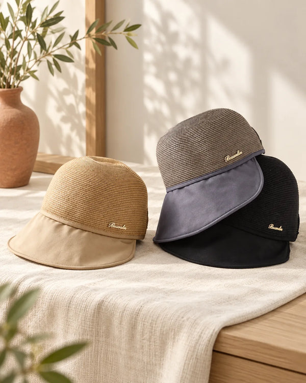 Straw Hat Women's Summer Outdoor Leisure Stitching Sun Hat Japanese Encryption Fine Grass Peaked Sun Hat Sun Hat