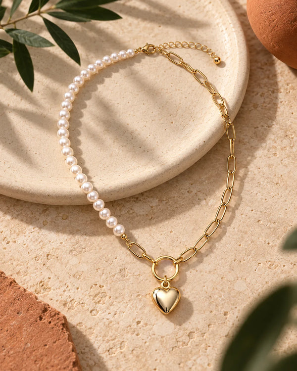 Necklace heart-shaped pearl collarbone necklace women's necklace