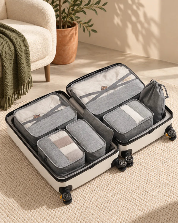 Waterproof Travel Tote System Durable 7 Pieces One Set Packing Cube Unisex Clothing Sorting Large Capacity Of Tidy Pouch