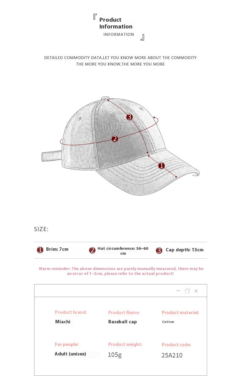 Outdoor All-matching Breathable European And American Student Baseball Cap