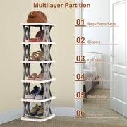 6 Tier Foldable Shoe Rack Vertical Shoe Organizer Narrow Shoe Rack For Small Spaces Space Saving Free Standing For Corner Entryway Hallway Bedroom 2 Color Options