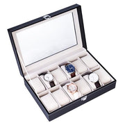 12 Slot Leather Watch Box Display Case Jewelry Organizer For Men  Women
