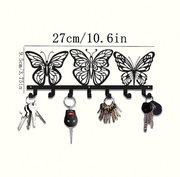 Modern Butterfly Metal Key Holder,Hand-made Iron Art With 7 Hooks, Wall Storage
