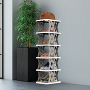 6 Tier Foldable Shoe Rack Vertical Shoe Organizer Narrow Shoe Rack For Small Spaces Space Saving Free Standing For Corner Entryway Hallway Bedroom 2 Color Options